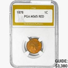 1878 Indian Head Cent PGA MS65 RED