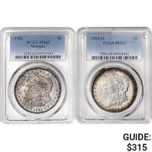 [2] 1904&1921 Morgan Silver Dollar PCGS MS63
