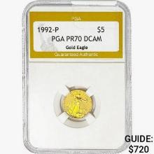 1992-P $5 1/10oz Gold Eagle PGA PR70 DCAM