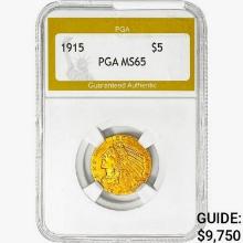 1915 $5 Gold Half Eagle PGA MS65