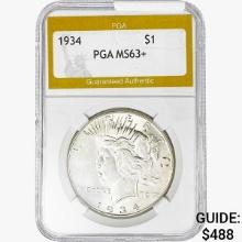 1934 Silver Peace Dollar PGA MS63+