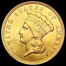 1857 $3 Gold Piece CHOICE BU