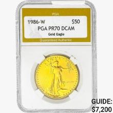 1986-W $50 1oz Gold Eagle PGA PR70 DCAM