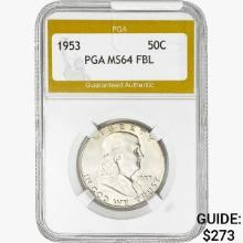 1953 Franklin Half Dollar PGA MS64 FBL