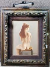 "Seated Female Nude" by Roberto Lupetti (American, b. 1918 - d.1997), Oil On Canvas, Circa 1968