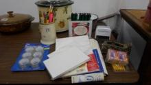 office supplies, roll tape replacements, envelopes, card stock and photo paper, various writing tool