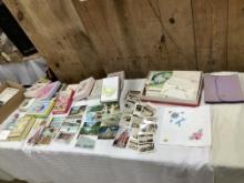 Boxes of Greeting Cards, Vintage Postcards, Embroidery