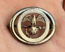 14K Gold & Sterling Marine Corps Sweetheart Pin