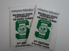 LOT OF TWO 1989 COLLEGIATE COLLECTION MICHIGAN STATE SPARTANS SEALED PACKS