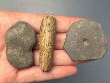 Lot of 3 Pendants/Steatite Grooved Piece, Drilled Pendant, Found in Dover, Delaware