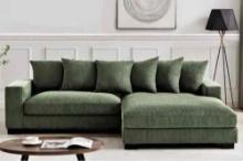 Payan 102.4" Wide Corduroy 2-Piece Sectional Sofa - Dark Green