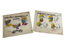 The Smurfs Original Animation Production Cel Cartoon Hanna-Barbera 1980's Vintage lot