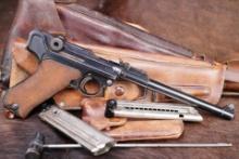 Imperial German WW1 DWM Long P.08 Artillery Luger 9mm 8” Semi-Auto Pistol W/ Shoulder Stock 1915 C&R