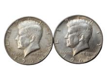 Lot of 2 - 1966 Kennedy Half Dollars 40% Silver