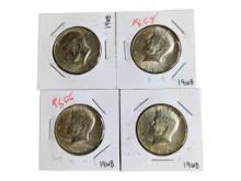 Lot of 4 - 1968-D Kennedy Half Dollars - 40% Silver