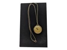 Lucerne Gold tone Necklace Watch - Mechanical - Runs!