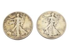 Lot of 2 Walking Liberty Half Dollars - 1945 & 1946