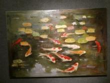 Airial Koi Fish Oil Painting