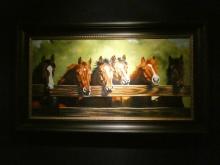 Cummings 6 Horses on Fence Oil Painting