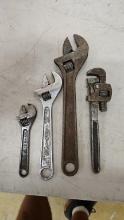2 Diamond adjustable wrenches 6" and 8", a 4"