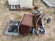 ELECTRICAL BOX, VINTAGE HEATER AND MISCELLANEOUS