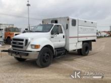 (Waxahachie, TX) 2013 Ford F750 Chipper Dump Truck Runs & Moves) (Body Damage, Check Engine & ABS Li