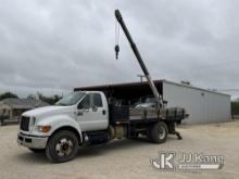 (Hamilton, TX) 2008 Ford F750 Flatbed Truck Runs, Moves & Operates) (Service Engine Soon Warning On,