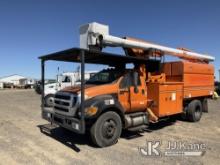 Altec LR760E70, Over-Center Bucket mounted behind cab on 2013 Ford F750 Chipper Dump Truck Runs & Mo