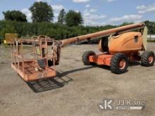 1997 JLG 600A Self-Propelled Scissor Lift Runs-Difficult To Keep Running, Moves, Operates)