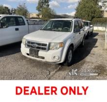 2008 Ford Escape Hybrid Sport Utility Vehicle, Key J6 Not Running, Missing Catalytic Converter