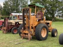 CASE 530 ROUGH TERRAIN FORKLIFT, 2-STAGE MAST, 46'' FORKS, GAS, 3822 HOURS SHOWING * NOTE: HOLDING F