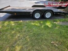 21 foot flat bed equipment trailer w/ hideaway ramps