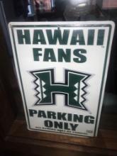 Hawaii fans parking only tin sign 12 in x 18 in - pool room