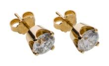 14k Yellow Gold and Diamond Stud Earring Set
