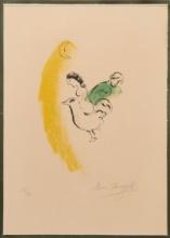 Marc Chagall (Russian / French, 1887-1985) 'Le Coq au Croissant' Color Lithograph