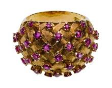 Tiffany & Co 18k Yellow Gold and Ruby Dome Ring