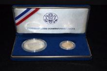 1987 United States Constitution Coins including $5 Gold Coin and 1 Oz. Silver Dollar