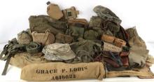 LARGE WWII TO POST WAR US MILITARY CANVAS GEAR LOT