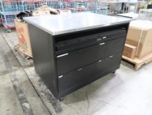portable work counter w/ stainless top & drawers