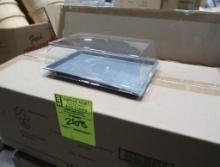 pallet of grey slate finish tray w/ clear lid combo
