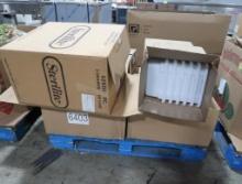 pallet of misc- new Cambro food storage containers, 3 drawer wide cart,