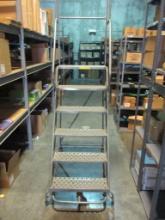 ROLLING WAREHOUSE LADDER-5 FT HIGH AT TOP STEP