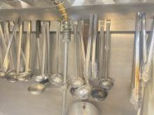 Cooking Utensils - Tongs, Ladles, Knives, Strainers, Portion Controls, Whisks - Located throughout b