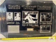 Charles "Lucky" Luciano Signed Cut Photo Frame