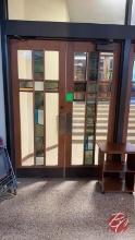 Oak Swinging Doors W/ Stained Glass Approx:32"x84"