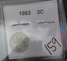 1862- 3 Cent Silver