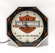 Harley-Davidson Motorcycle Neon Spinner Clock