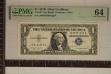 1957-B US $1 SILVER CERT. PMG 64 CHOICE UNC.