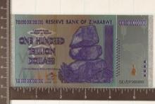 2008 SILVER FOIL ZIMBABWE 100 TRILLION DOLLAR CU