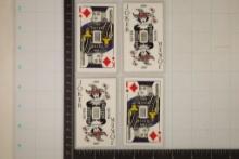 4-2.5 GRAIN SILVER BARS LAMINATED ON PLAYING CARDS